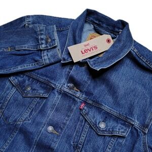 Levis Mens Classic Blue Denim Trucker Jean Jacket Size Large Coat